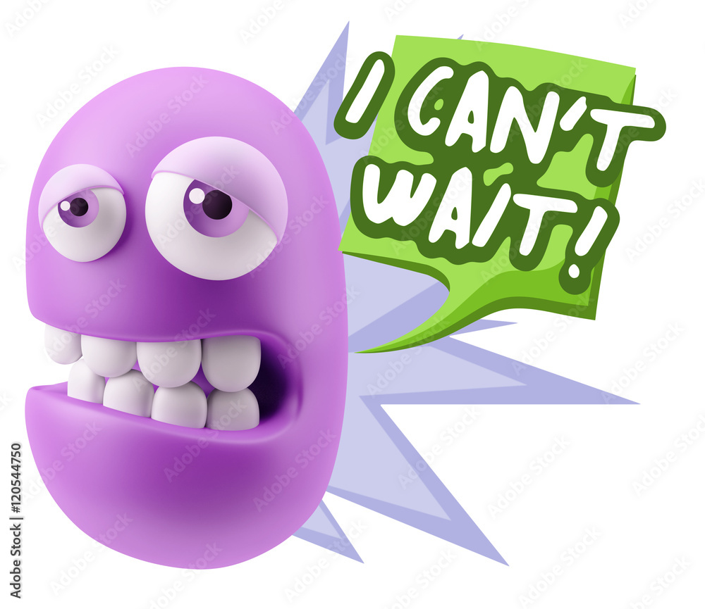 3d Rendering Sad Character Emoticon Expression saying I Can't Wa 3d Rendering Sad Character Emoticon Expression saying I Can't Wa