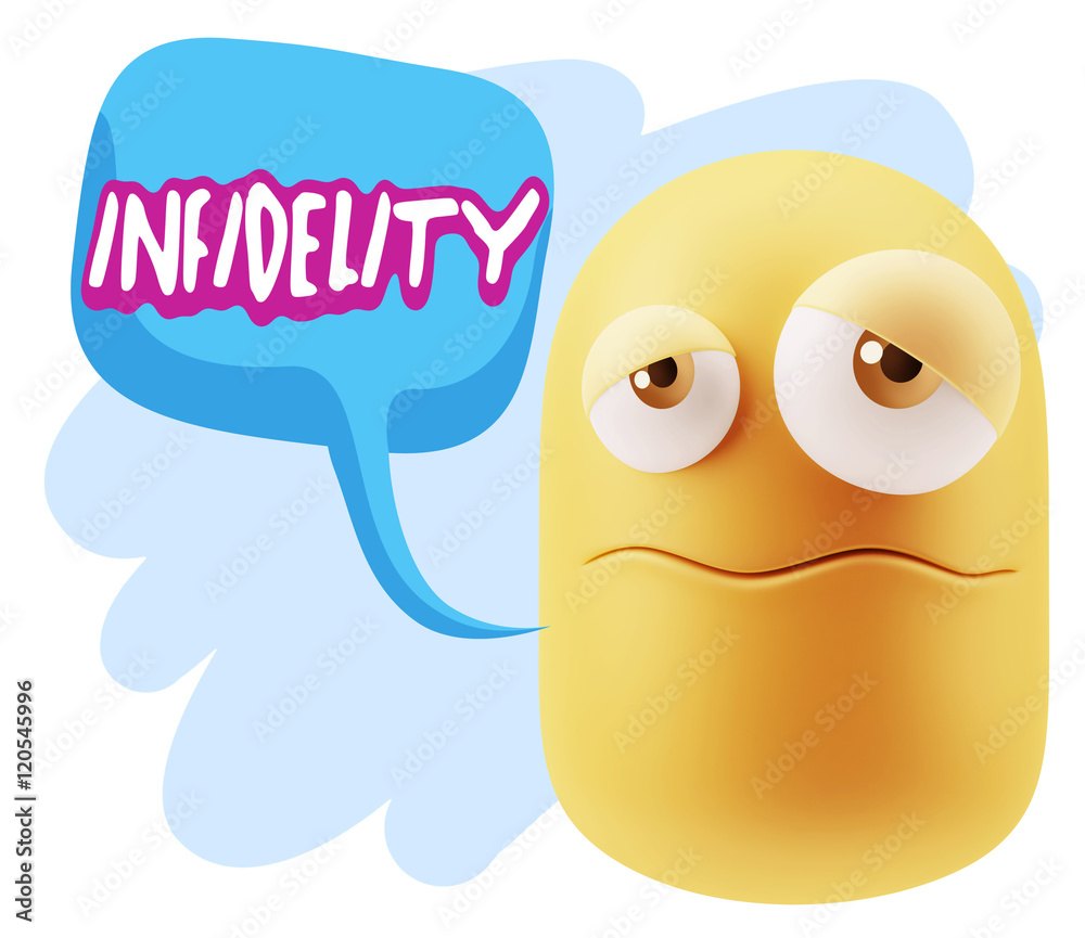 3d Rendering Sad Character Emoticon Expression saying Infidelity 3d Rendering Sad Character Emoticon Expression saying Infidelity