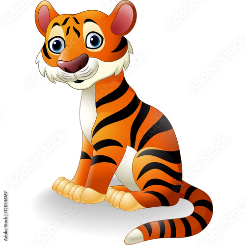 Fototapeta Naklejka Na Ścianę i Meble -  Cartoon tiger sitting