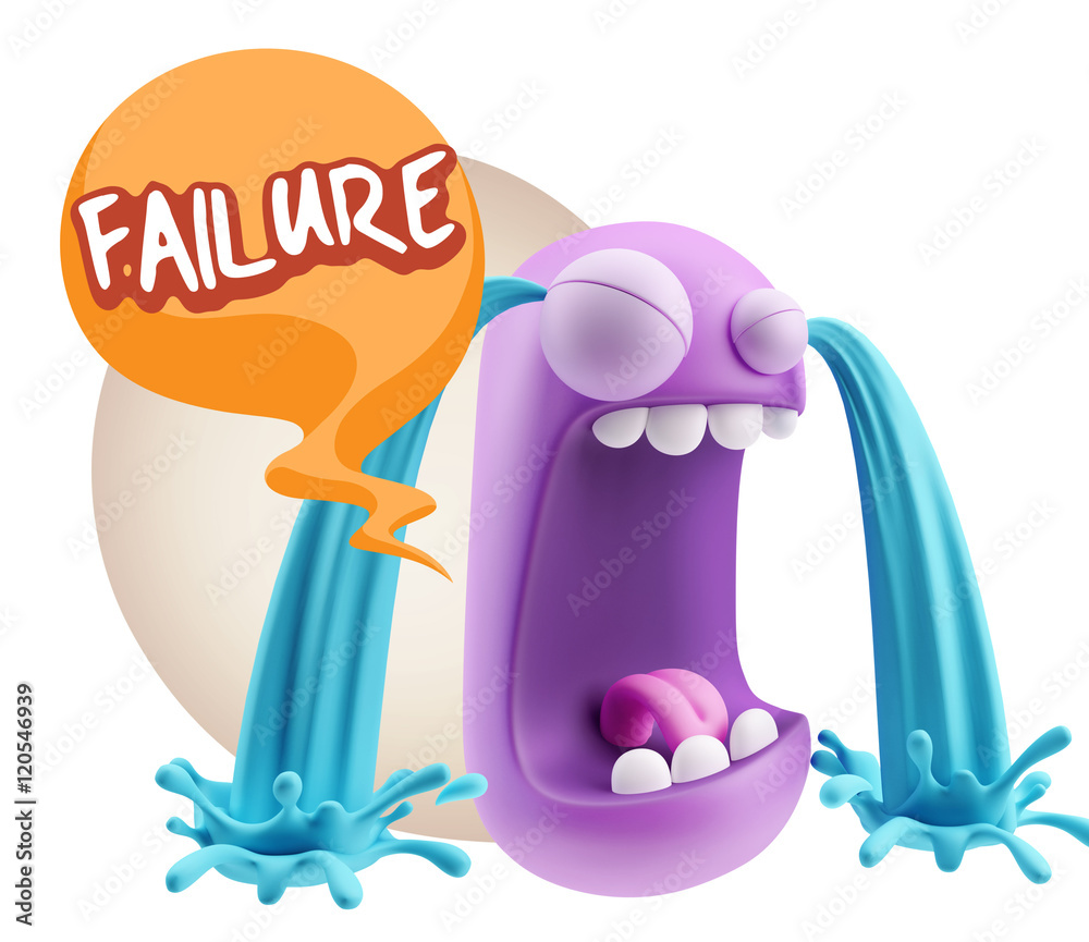 3d Rendering Sad Character Emoticon Expression saying Failure wi 3d Rendering Sad Character Emoticon Expression saying Failure wi