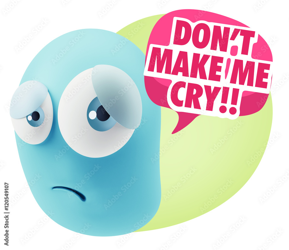 3d Rendering Sad Character Emoticon Expression saying Don't Make 3d Rendering Sad Character Emoticon Expression saying Don't Make