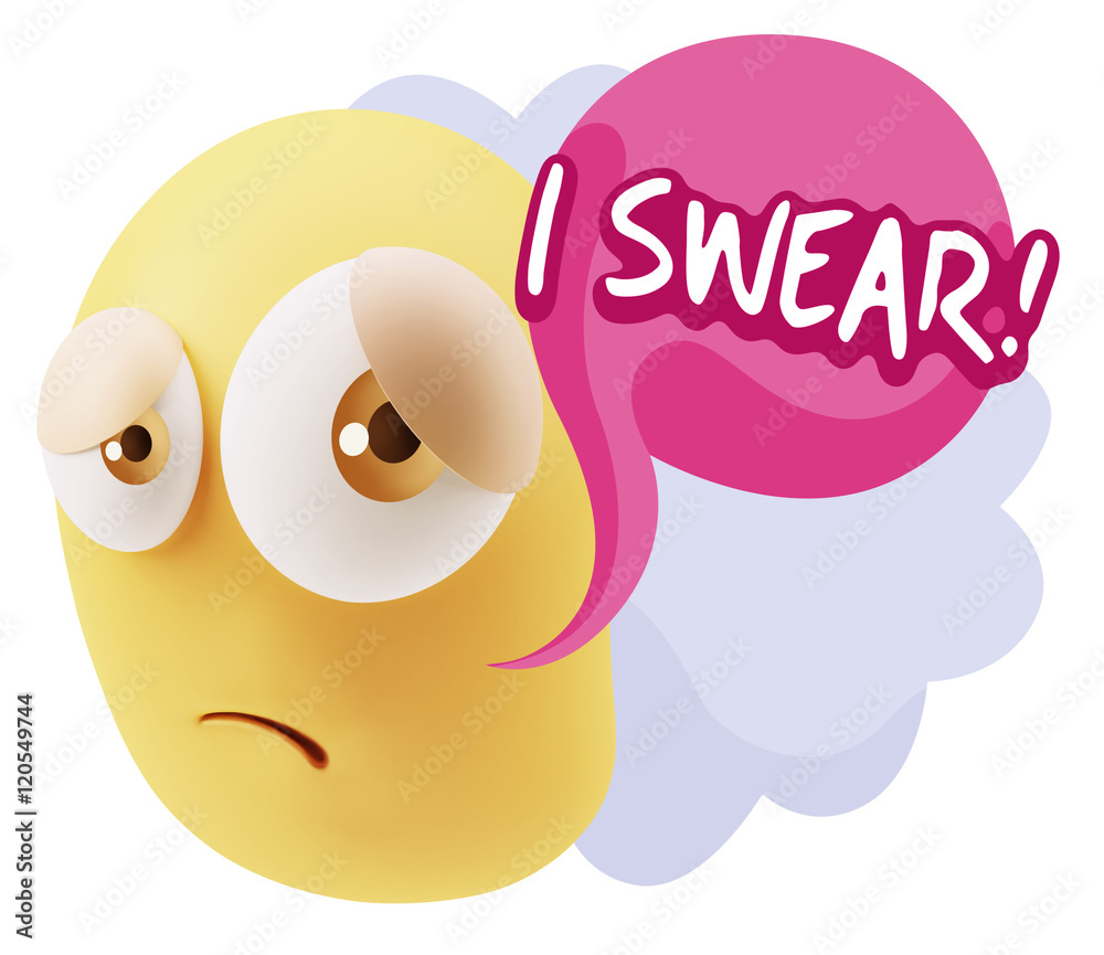 3d Rendering Sad Character Emoticon Expression saying I Swear wi 3d Rendering Sad Character Emoticon Expression saying I Swear wi