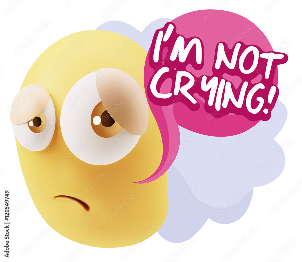 3d Rendering Sad Character Emoticon Expression saying I'm Not Cr 3d Rendering Sad Character Emoticon Expression saying I'm Not Cr