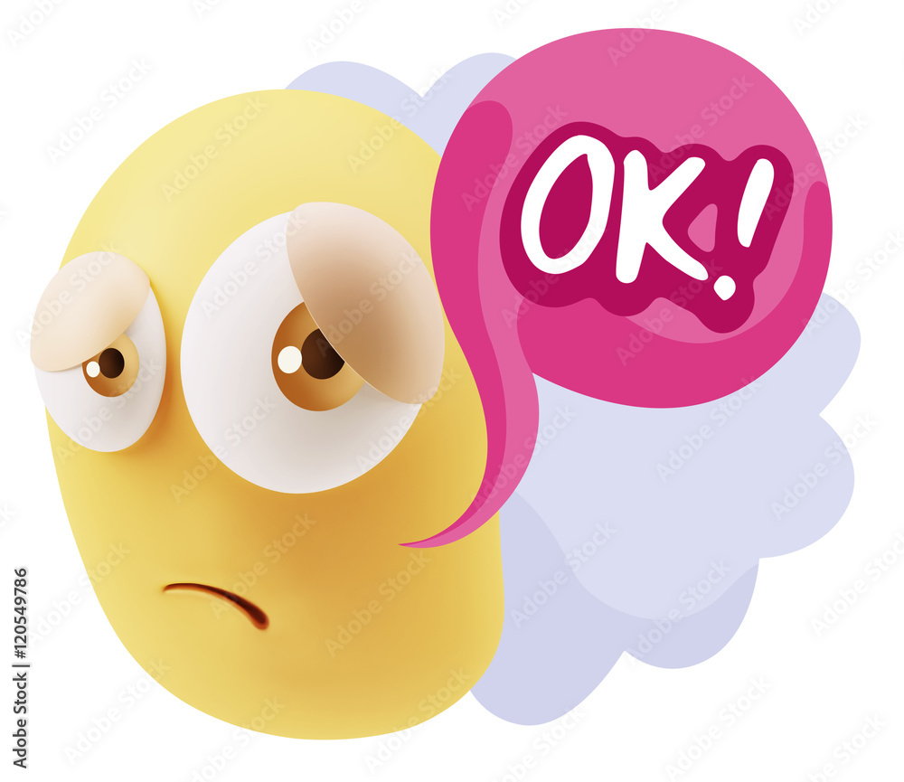 3d Rendering Sad Character Emoticon Expression saying OK with Co 3d Rendering Sad Character Emoticon Expression saying OK with Co