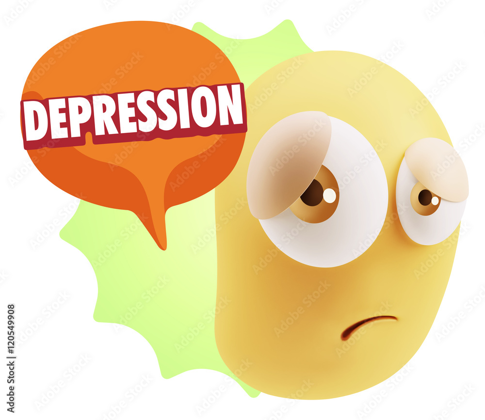 3d Rendering Sad Character Emoticon Expression saying Depression 3d Rendering Sad Character Emoticon Expression saying Depression
