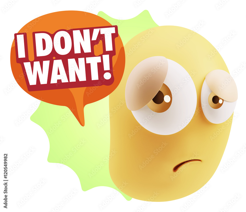 3d Rendering Sad Character Emoticon Expression saying I Don't Wa 3d Rendering Sad Character Emoticon Expression saying I Don't Wa