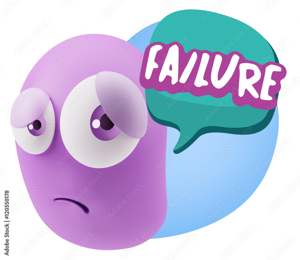 3d Rendering Sad Character Emoticon Expression saying Failure wi 3d Rendering Sad Character Emoticon Expression saying Failure wi