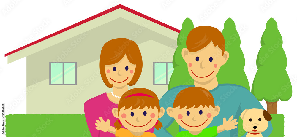Family illustration (with house) [vector] 