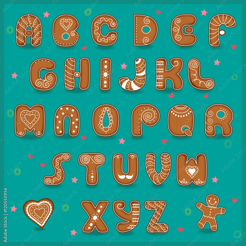 Festive font. Funny cookies Festive font. Funny cookies