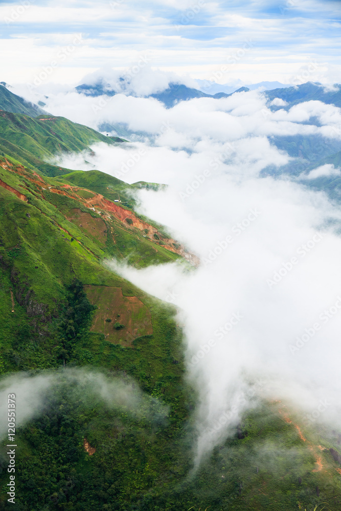 Beautiful landscape on the mountain above clouds