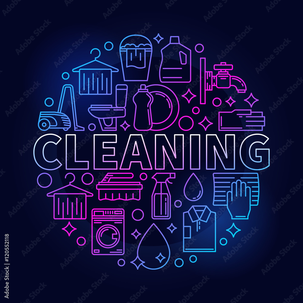 Colorful cleaning service sign