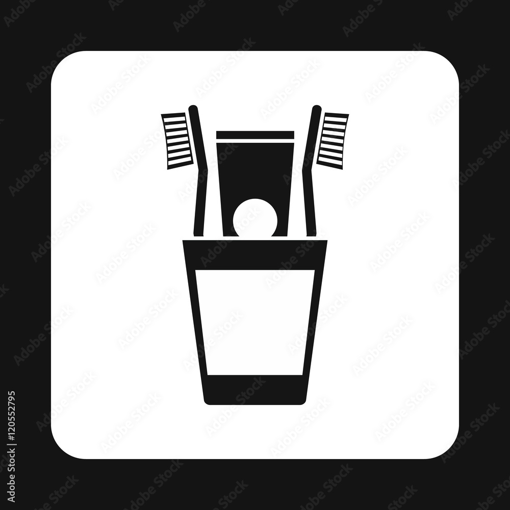 Toothbrush in a cup icon in simple style isolated on white background vector illustration Toothbrush in a cup icon in simple style isolated on white background vector illustration