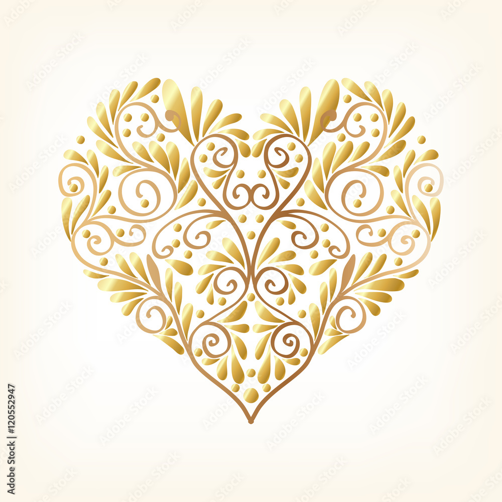 Gold decorative patterned Love Heart Gold decorative patterned Love Heart
