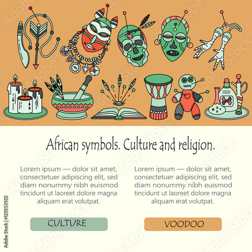 Voodoo magic web template. Mystic card with place for your text.