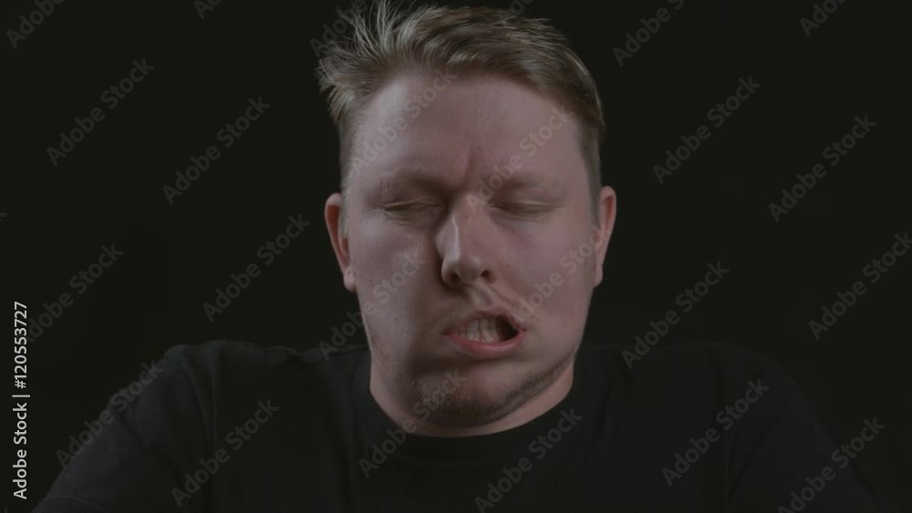 Man's face is blown in wind; shot on Phantom Flex 4K at 1000 fps Man's face is blown in wind; shot on Phantom Flex 4K at 1000 fps