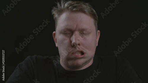 Man's face is blown in wind; shot on Phantom Flex 4K at 1000 fps