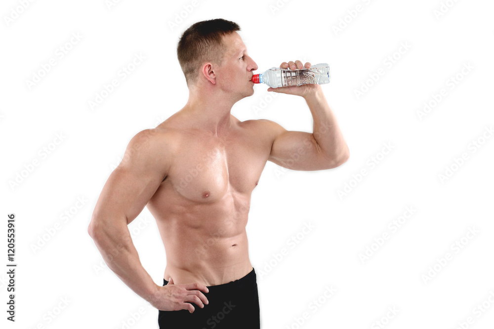 Strong athletic man on white background. Strong athletic man on white background.