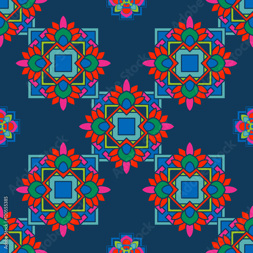 Seamless pattern in tibet style with tibet mandalas