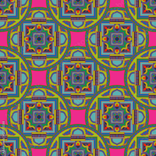 Seamless pattern in tibet style with tibet mandalas