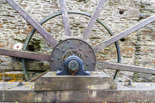 Axle and spokes of water wheel.