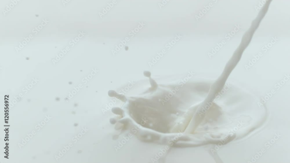 Milk pouring and splashing in slow motion; shot on Phantom Flex 4K at 1000 fps