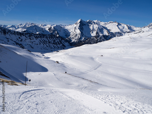 Skiing valley in Pyrenees