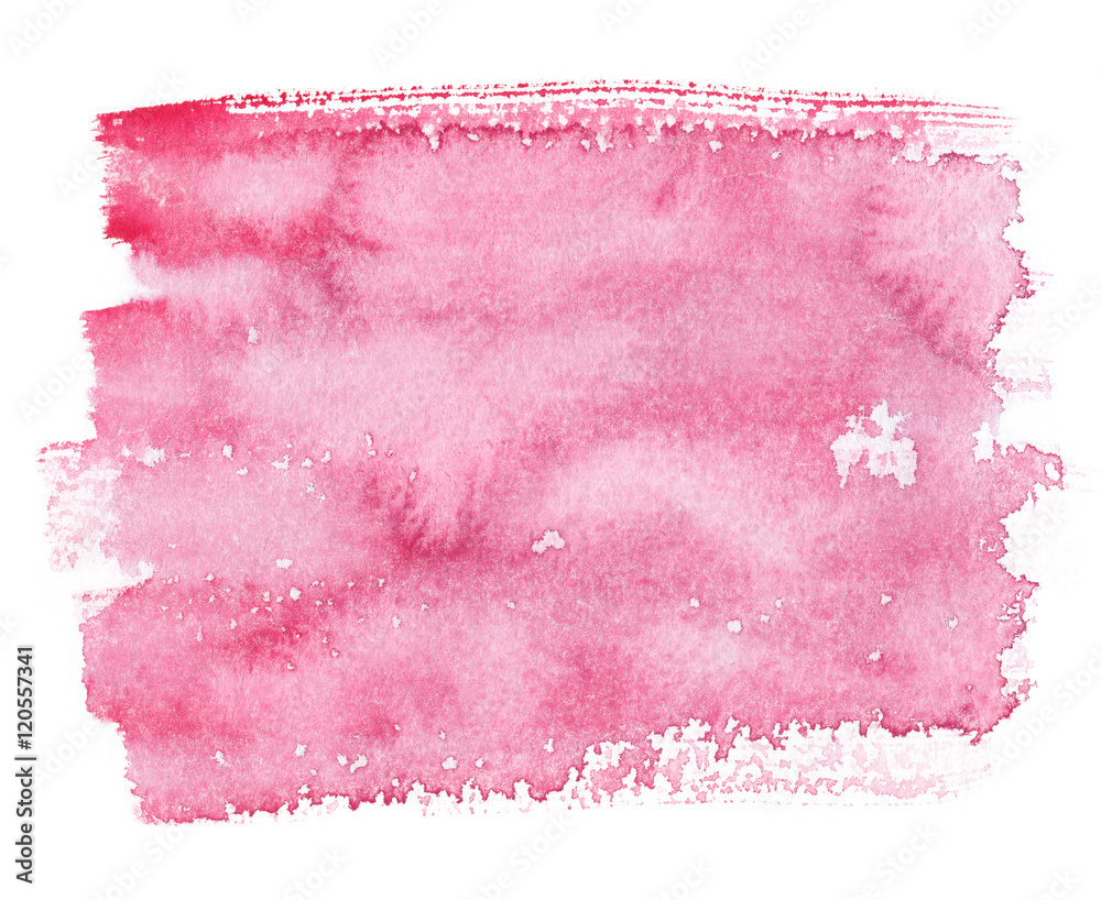 Pale pink rectangle painted in watercolor on clean white background