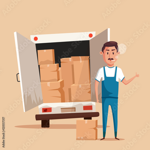 Bad worker. Cartoon vector illustration. Relocation. Moving service
