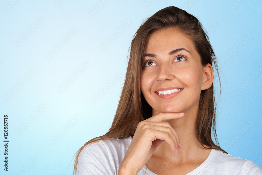 Portrait of a beautiful expressive young brunette with idea Portrait of a beautiful expressive young brunette with idea