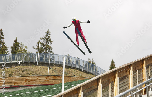 Obraz na plátne Ski jump. Artificial track. Winter sport. Norwegian summer.