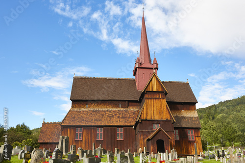 Traditional medieval norwegian stave church. Ringebu stavkyrkje. photo