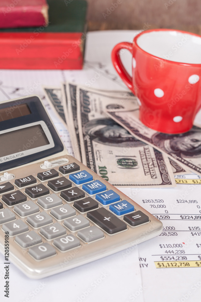 calculator and business diagram document