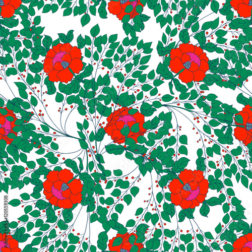 Vintage floral seamless pattern in tibet style.