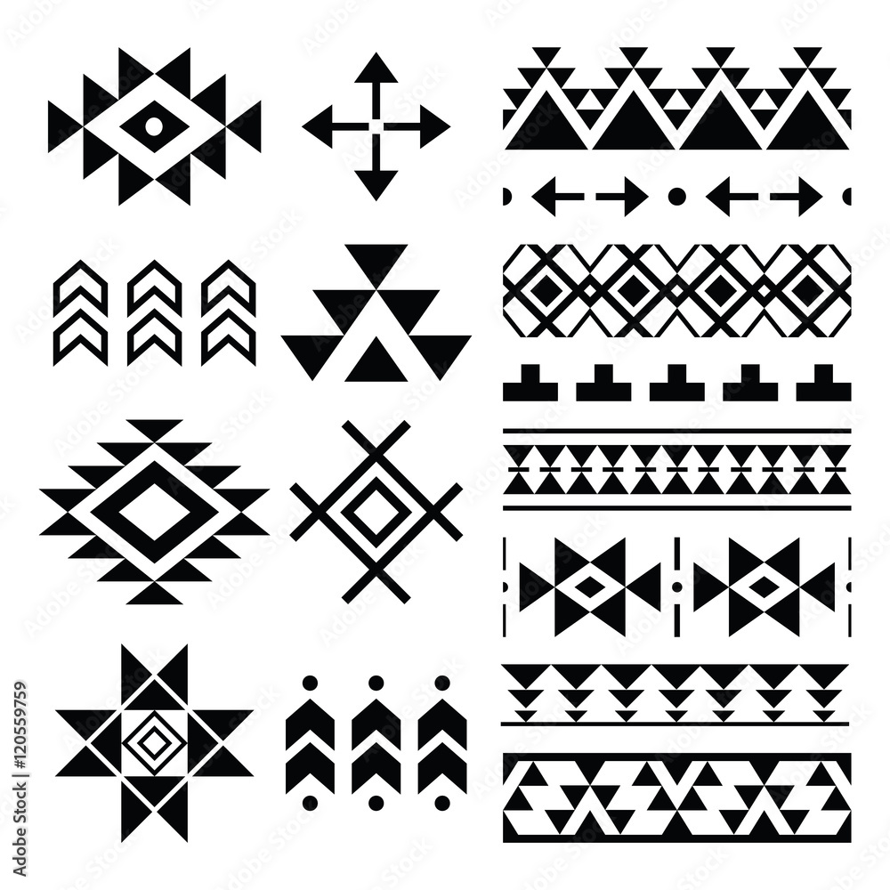 Navajo print, Aztec pattern, Tribal design elements   - obrazy, fototapety, plakaty 