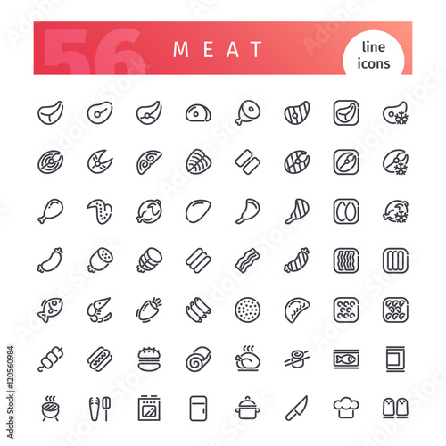 Meat Line Icons Set