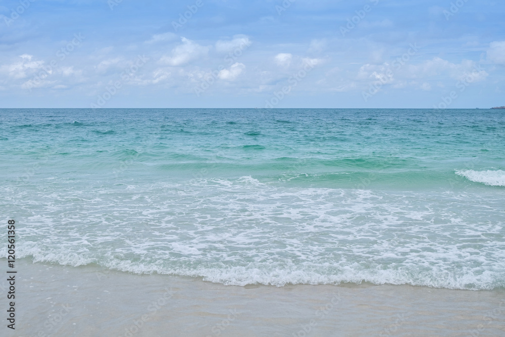 Turquoise sea waves on Sai Kaew Beach at Rayong Thailand. beauti
