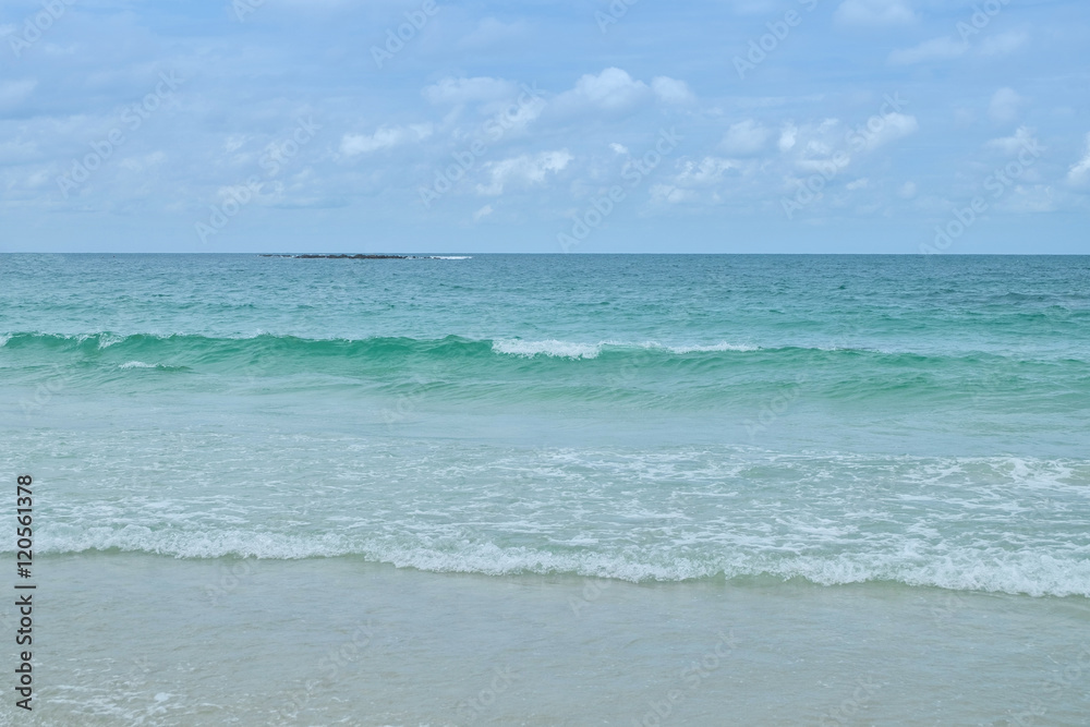 Turquoise sea waves on Sai Kaew Beach at Rayong Thailand. beauti