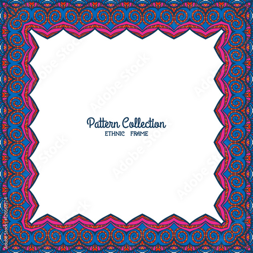 Greeting card with decorative ethnic tibet pattern border, frame