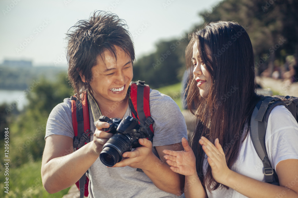 Young Asian Tourists Traveling Young Asian Tourists Traveling