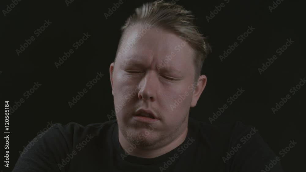 Man's face is blown in wind; shot on Phantom Flex 4K at 1000 fps Man's face is blown in wind; shot on Phantom Flex 4K at 1000 fps
