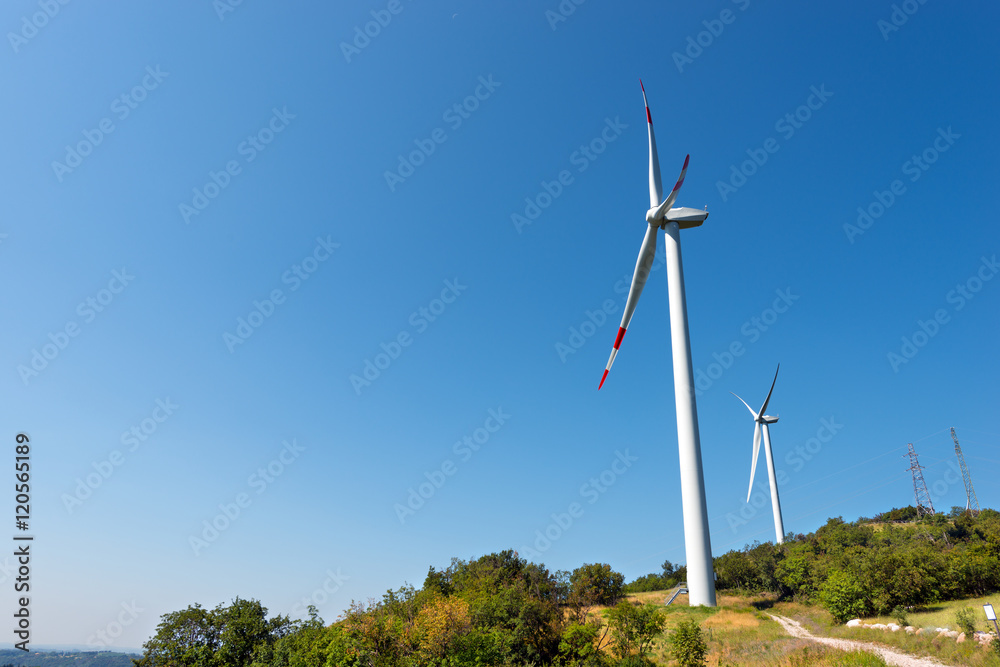 Wind Turbines on a Clear Blue Sky - Verona Italy