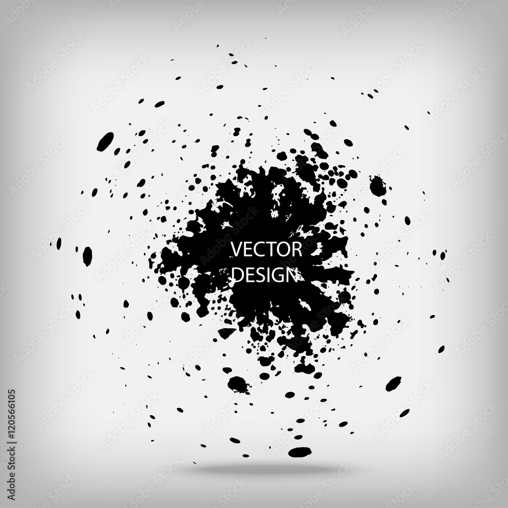 Hand drawn splatter circle shape. Label, logo design element. Abstract