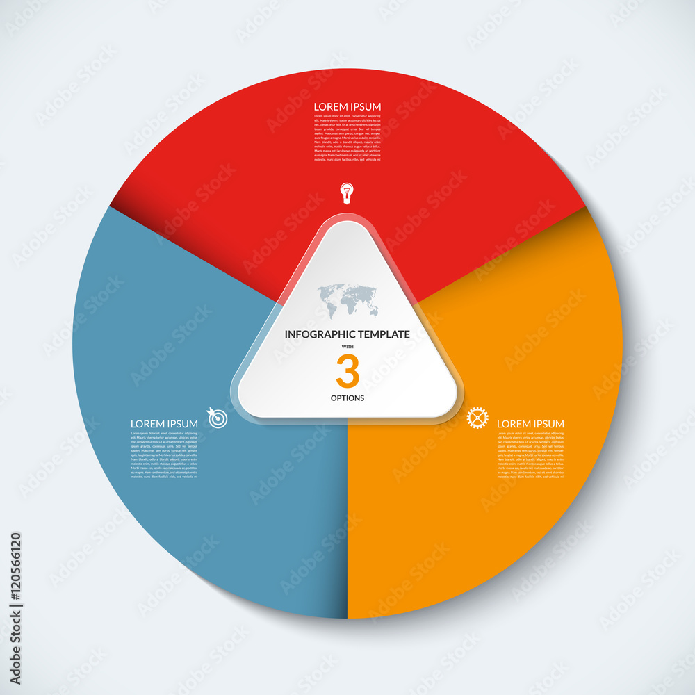 Vector infographic circle template. Business concept with 3 steps ...