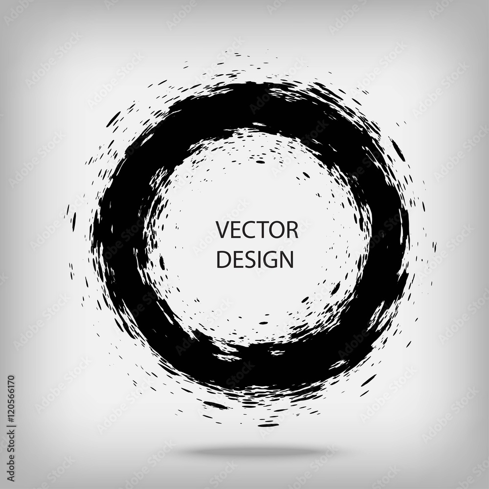 Hand drawn splatter circle shape. Label, logo design element. Abstract ...