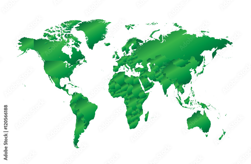 world map metallic green vector