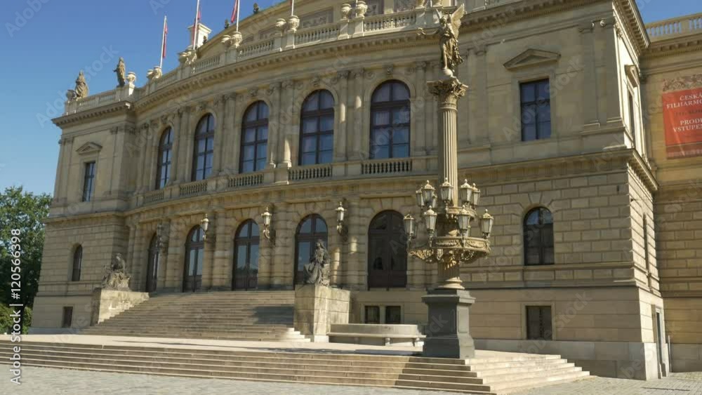 Tilt up the facade of the Rudolfinum Hall in Prague