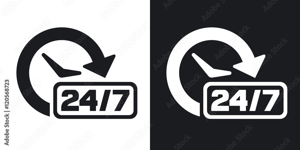 Vector open hours and days icon. Two-tone version on black and white ...