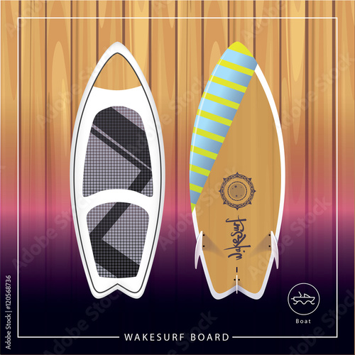 wake surf board. summer extreme sport. vector design elements. boating