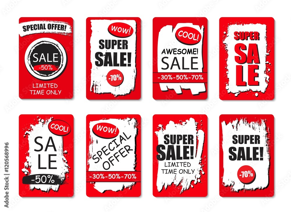 Set of sale, discount stickers and banners. Set of sale, discount stickers and banners.