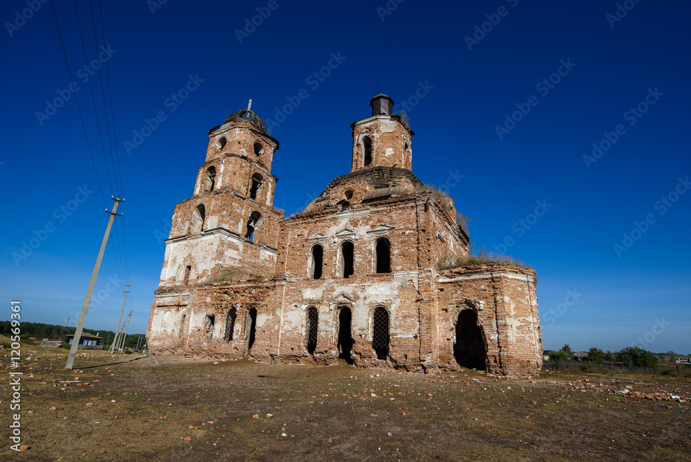 the ruins of a brick church in Russia
the ruins of a brick church in Russia